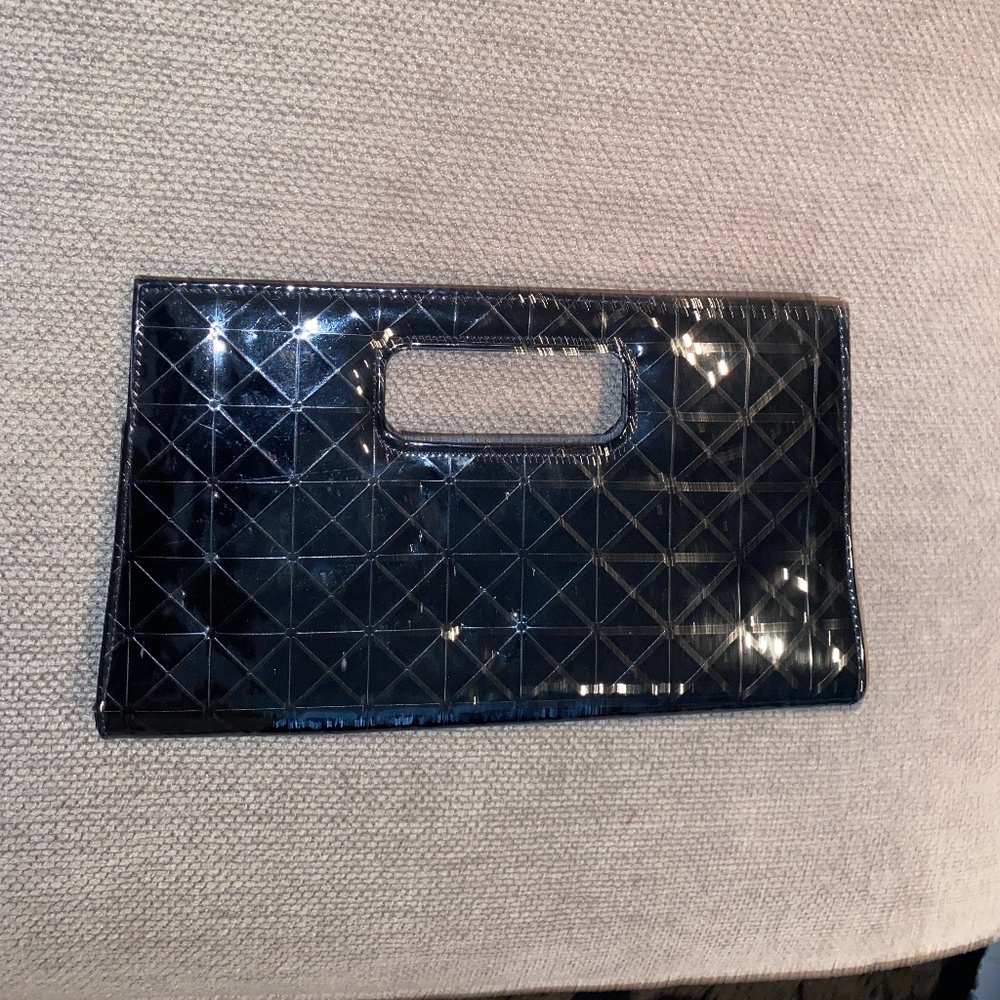 Black leather clutch